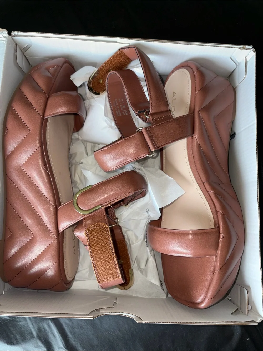 Aldo Quilted Light Mauve Platform Sandals, NWOT, Sz 8.5